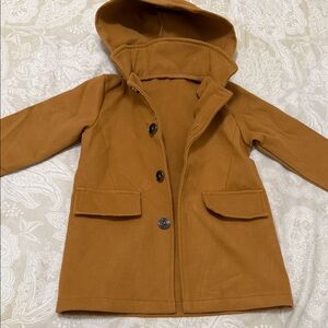 Children's Hooded Pea Coat in Camel